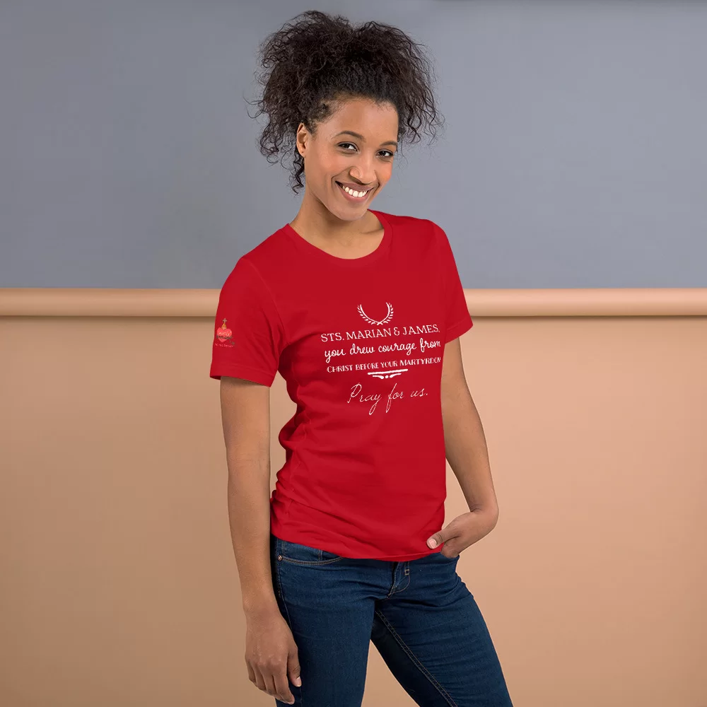 Saints Marian and James Catholic Shirt - Image 5